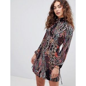 Free People All Dolled Up Paisley Turtleneck Dress
